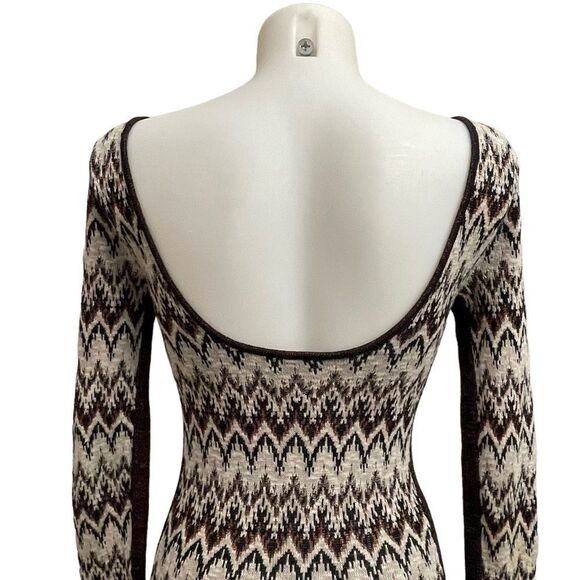Free People Cozy Cabin Sweater Dress aztec metallic print deep scoop back XS - Picture 6 of 7